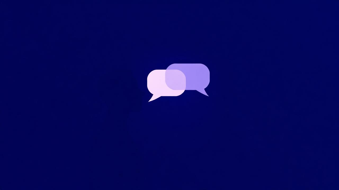 Illustration av två överlappande chattbubblor i lavendel och violett
