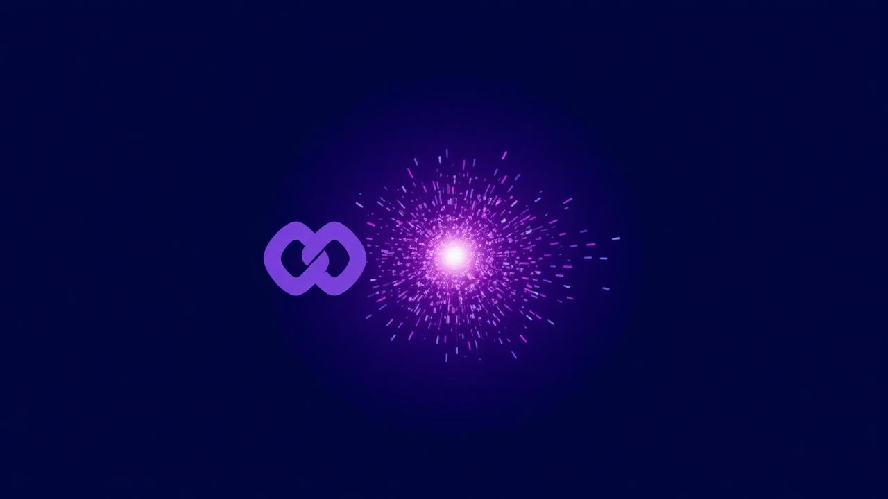 Illustration av ett varumärkesmärke som exploderar i lysande partiklar vid en rebranding