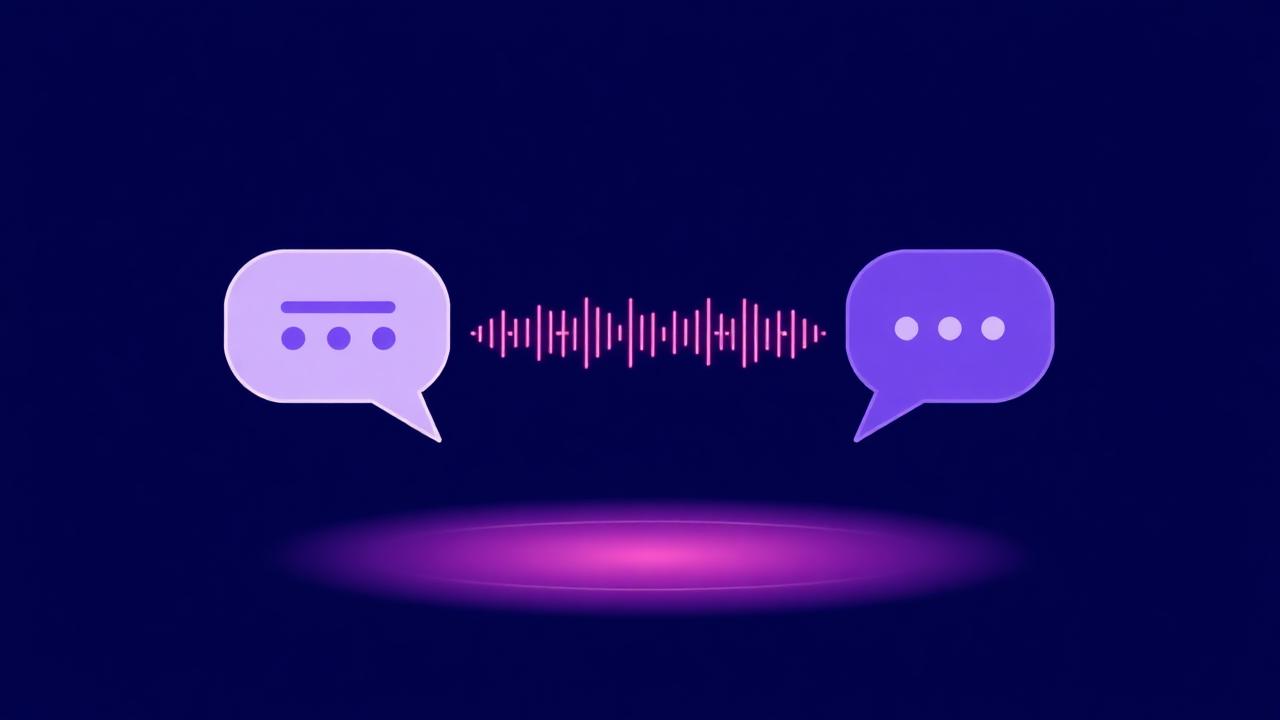 Illustration av två chattbubblor som kopplas samman av en ljudvåg i realtid