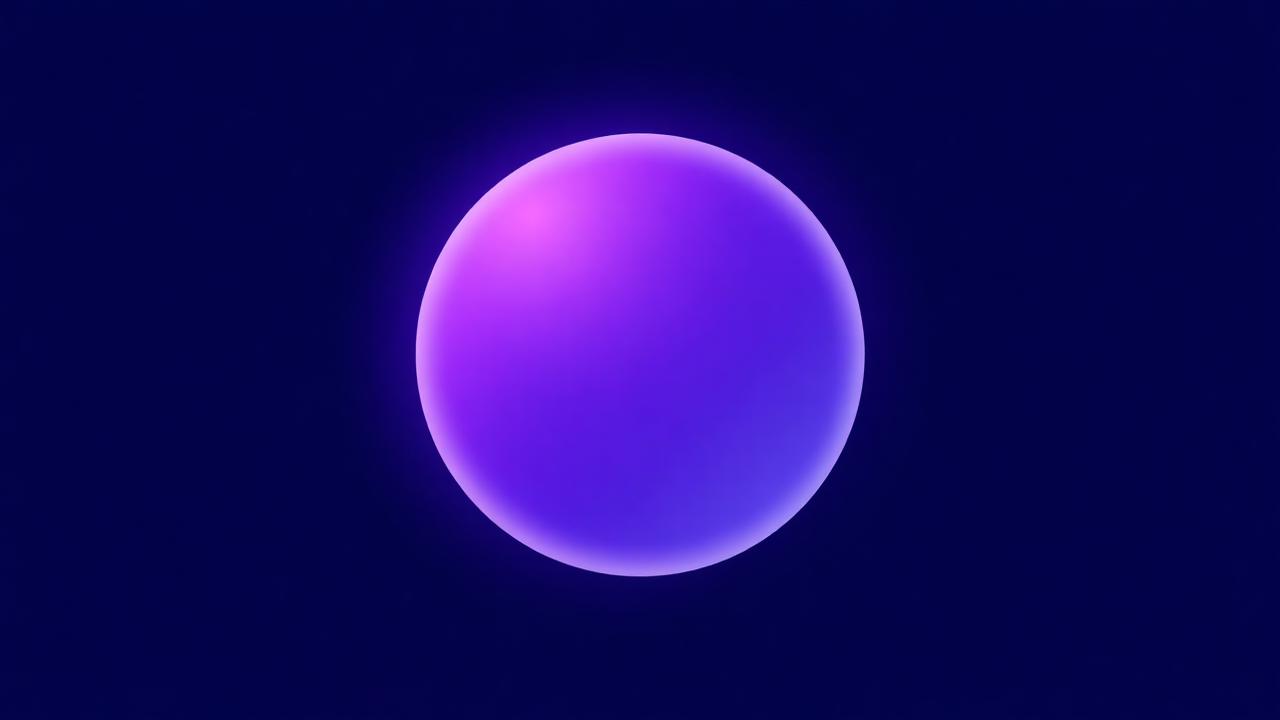 Illustration av en mjukt lysande violett sfär som symboliserar en AI-persona
