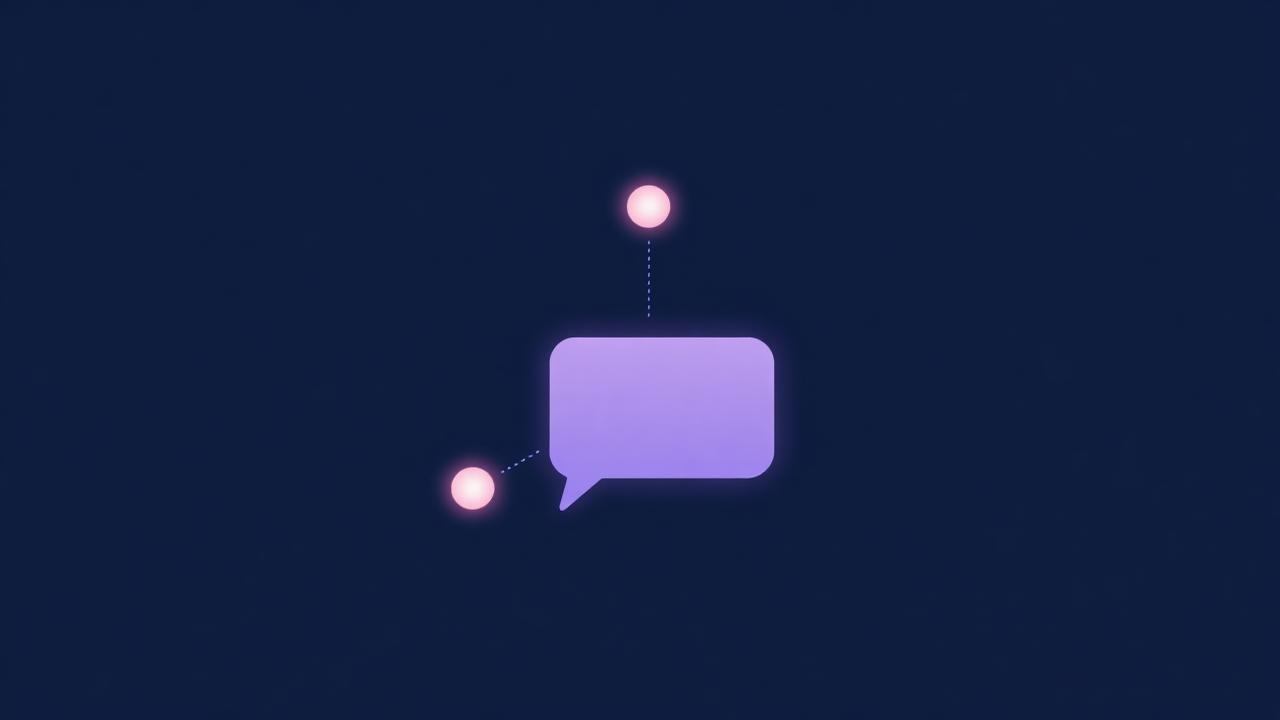 Illustration av ett chattfönster kopplat till lysande punkter, steg för steg